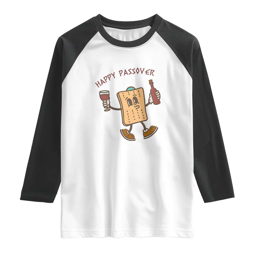 Happy Passover Matzah Drinking Raglan Shirt Wine and Matzo Matzatarian Funny Pesach Jewish TS02 White Black Print Your Wear