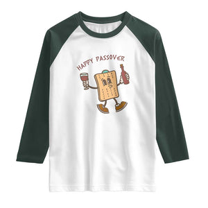Happy Passover Matzah Drinking Raglan Shirt Wine and Matzo Matzatarian Funny Pesach Jewish TS02 White Dark Forest Green Print Your Wear