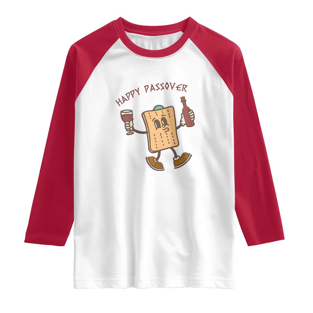 Happy Passover Matzah Drinking Raglan Shirt Wine and Matzo Matzatarian Funny Pesach Jewish TS02 White Red Print Your Wear