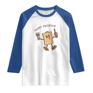 Happy Passover Matzah Drinking Raglan Shirt Wine and Matzo Matzatarian Funny Pesach Jewish TS02 White Royal Print Your Wear
