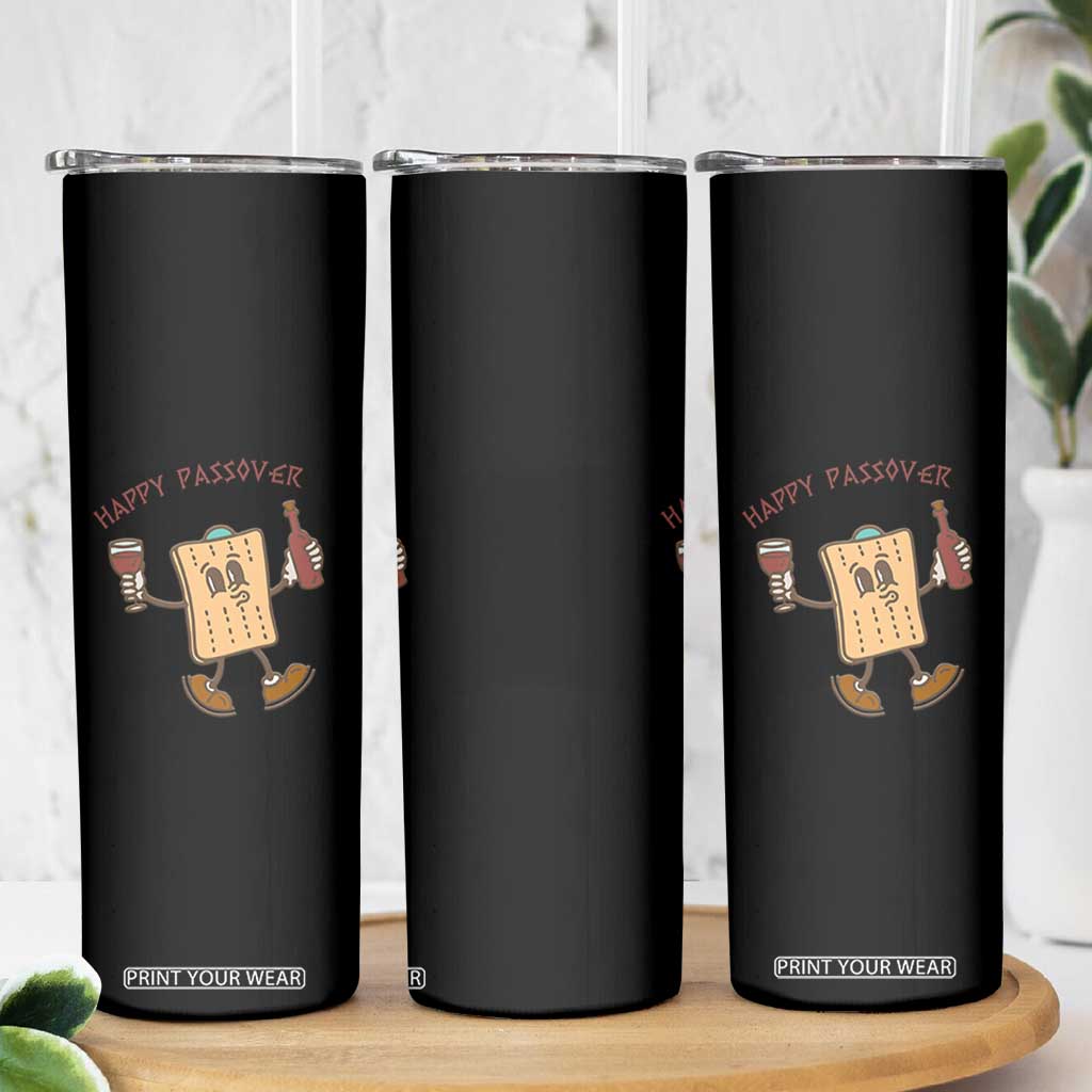 Happy Passover Matzah Drinking Skinny Tumbler Wine and Matzo Matzatarian Funny Pesach Jewish TS02 Print Your Wear