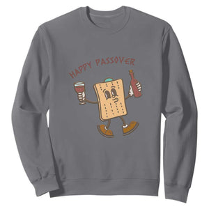 Happy Passover Matzah Drinking Sweatshirt Wine and Matzo Matzatarian Funny Pesach Jewish TS02 Charcoal Print Your Wear
