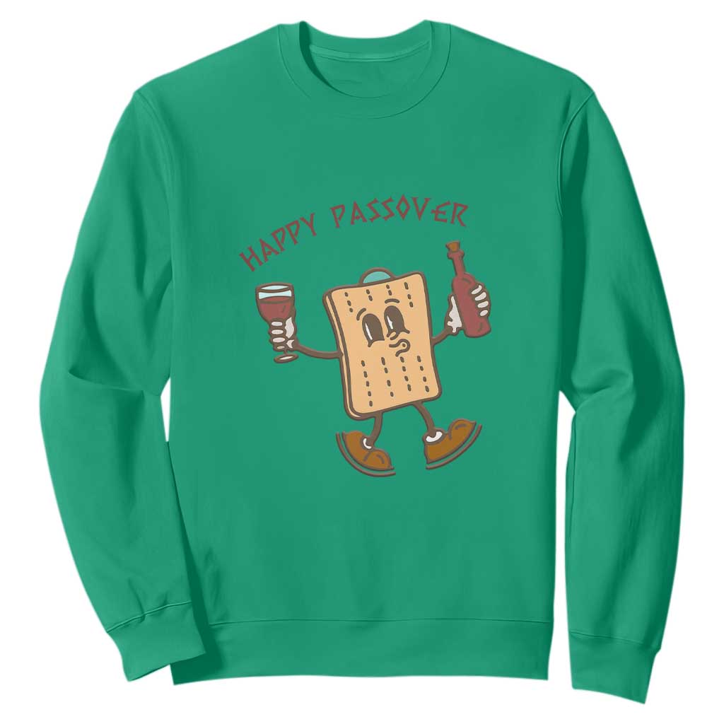 Happy Passover Matzah Drinking Sweatshirt Wine and Matzo Matzatarian Funny Pesach Jewish TS02 Irish Green Print Your Wear