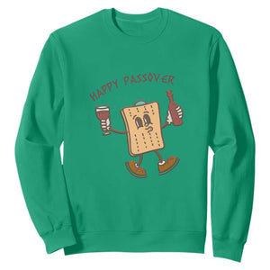 Happy Passover Matzah Drinking Sweatshirt Wine and Matzo Matzatarian Funny Pesach Jewish TS02 Irish Green Print Your Wear