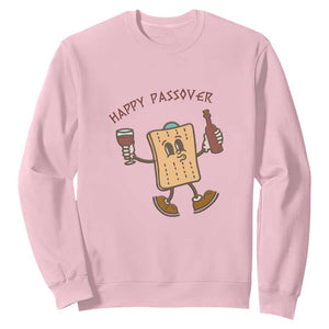 Happy Passover Matzah Drinking Sweatshirt Wine and Matzo Matzatarian Funny Pesach Jewish TS02 Light Pink Print Your Wear