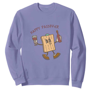 Happy Passover Matzah Drinking Sweatshirt Wine and Matzo Matzatarian Funny Pesach Jewish TS02 Violet Print Your Wear