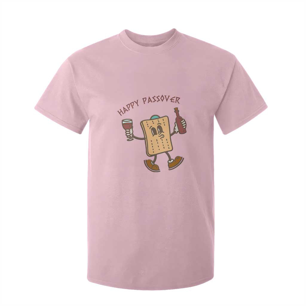Happy Passover Matzah Drinking T Shirt For Kid Wine and Matzo Matzatarian Funny Pesach Jewish TS02 Light Pink Print Your Wear