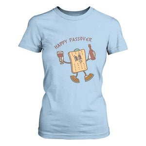 Happy Passover Matzah Drinking T Shirt For Women Wine and Matzo Matzatarian Funny Pesach Jewish TS02 Light Blue Print Your Wear