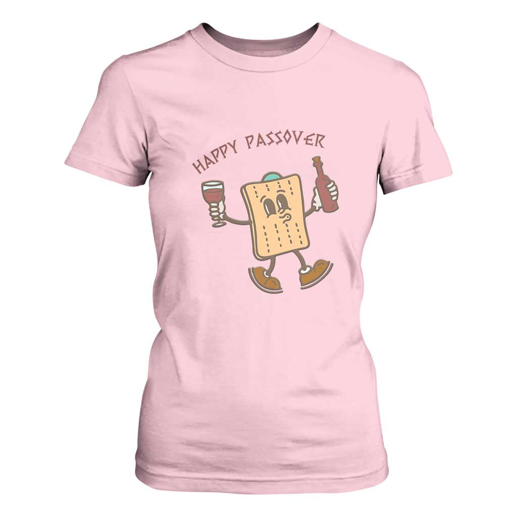 Happy Passover Matzah Drinking T Shirt For Women Wine and Matzo Matzatarian Funny Pesach Jewish TS02 Light Pink Print Your Wear