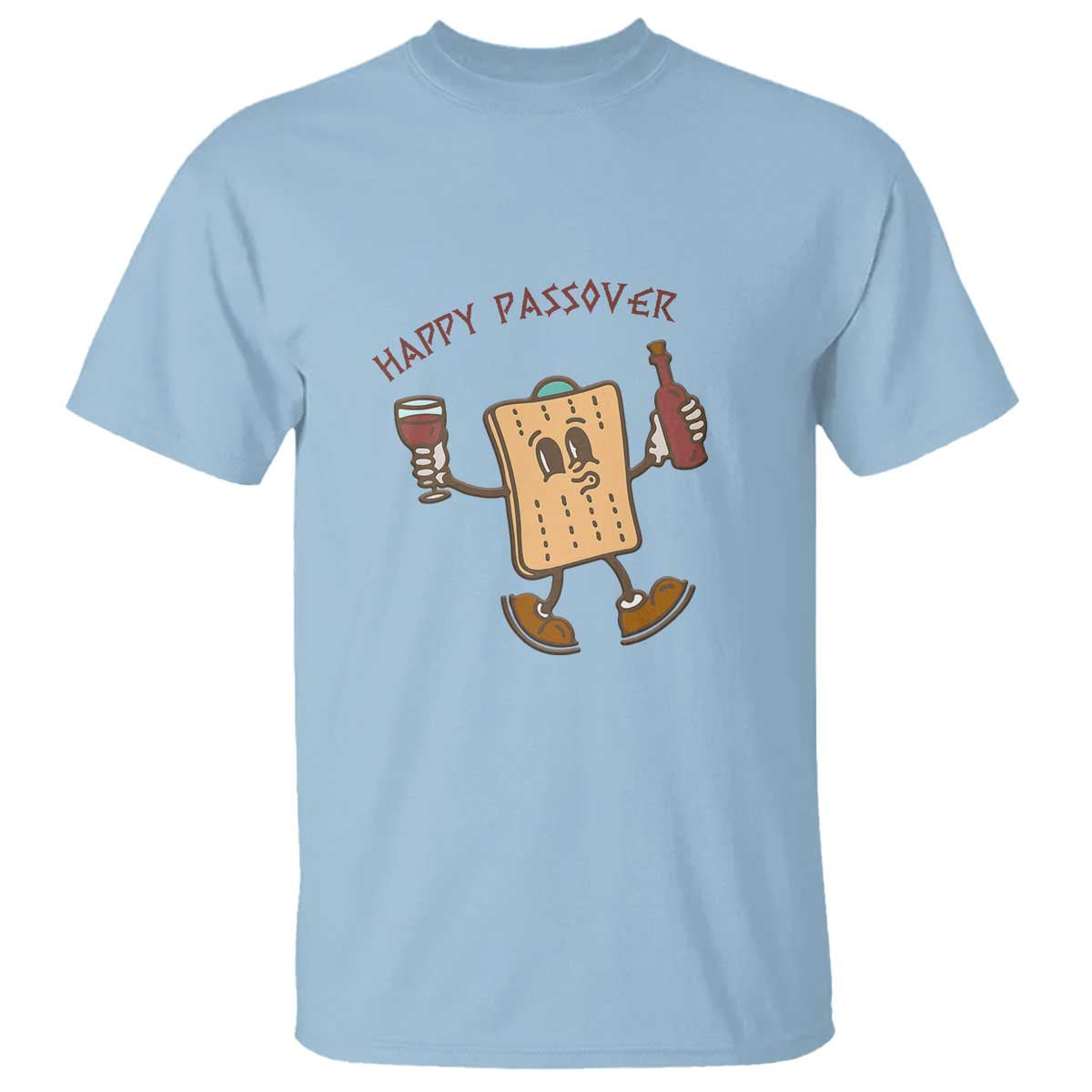 Happy Passover Matzah Drinking T Shirt Wine and Matzo Matzatarian Funny Pesach Jewish TS02 Light Blue Print Your Wear