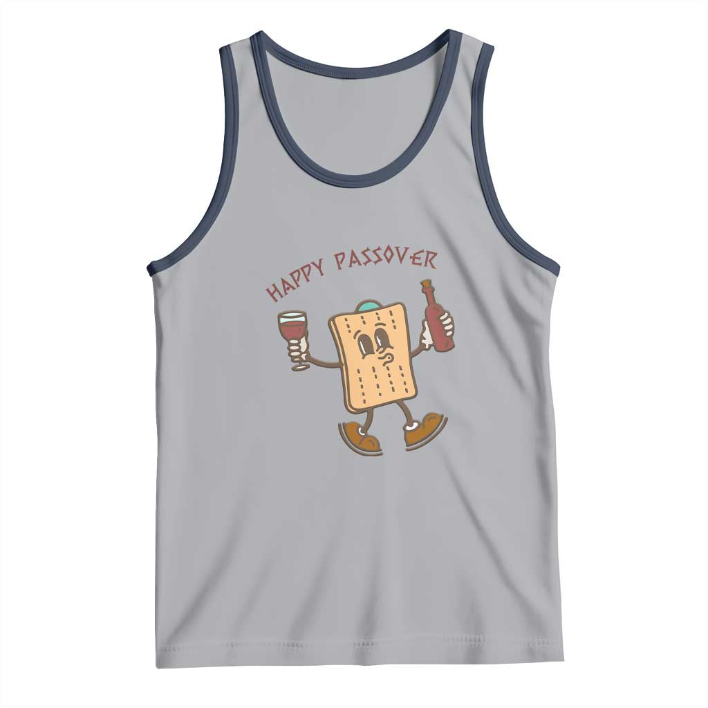 Happy Passover Matzah Drinking Tank Top Wine and Matzo Matzatarian Funny Pesach Jewish TS02 Athletic Heather Navy Print Your Wear
