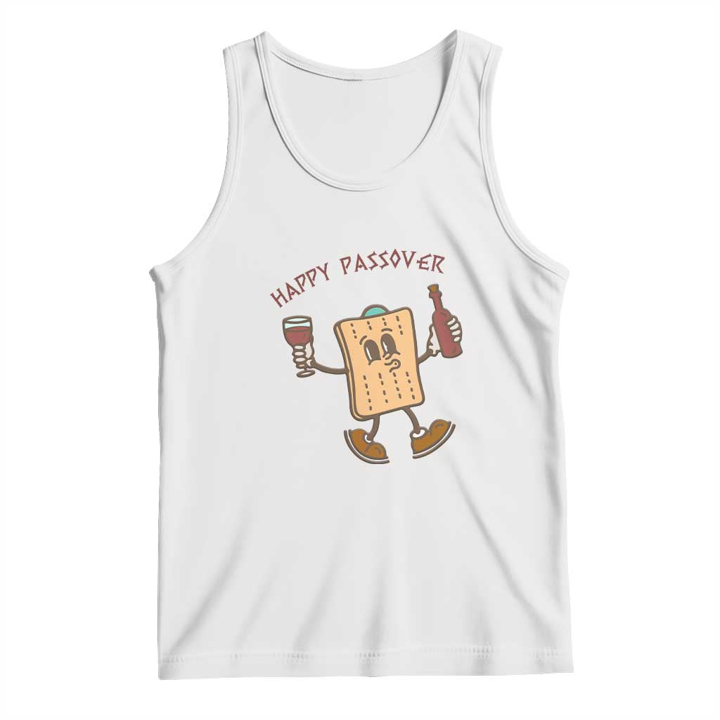 Happy Passover Matzah Drinking Tank Top Wine and Matzo Matzatarian Funny Pesach Jewish TS02 White Print Your Wear