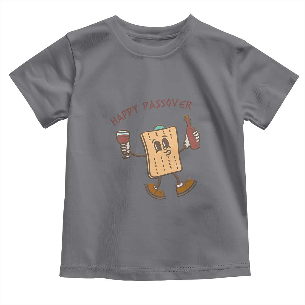 Happy Passover Matzah Drinking Toddler T Shirt Wine and Matzo Matzatarian Funny Pesach Jewish TS02 Charcoal Print Your Wear