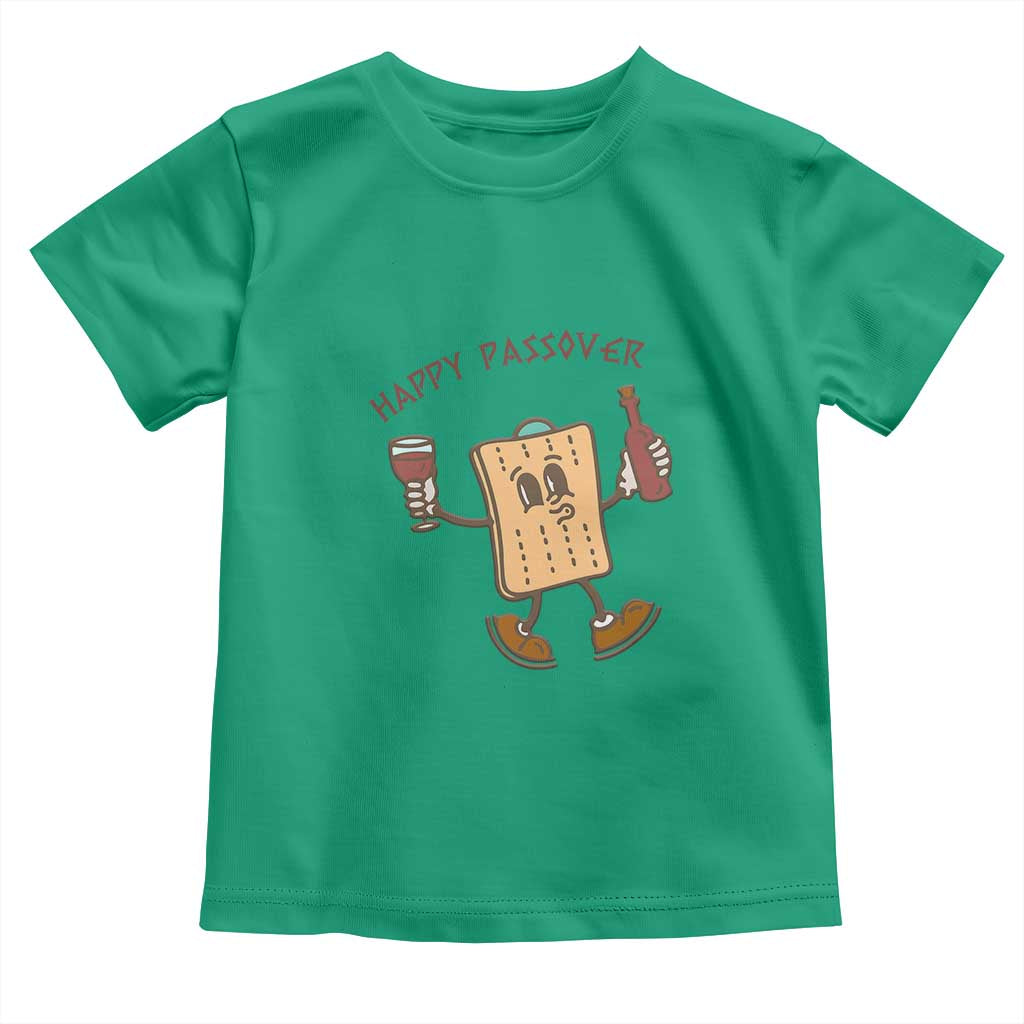 Happy Passover Matzah Drinking Toddler T Shirt Wine and Matzo Matzatarian Funny Pesach Jewish TS02 Irish Green Print Your Wear
