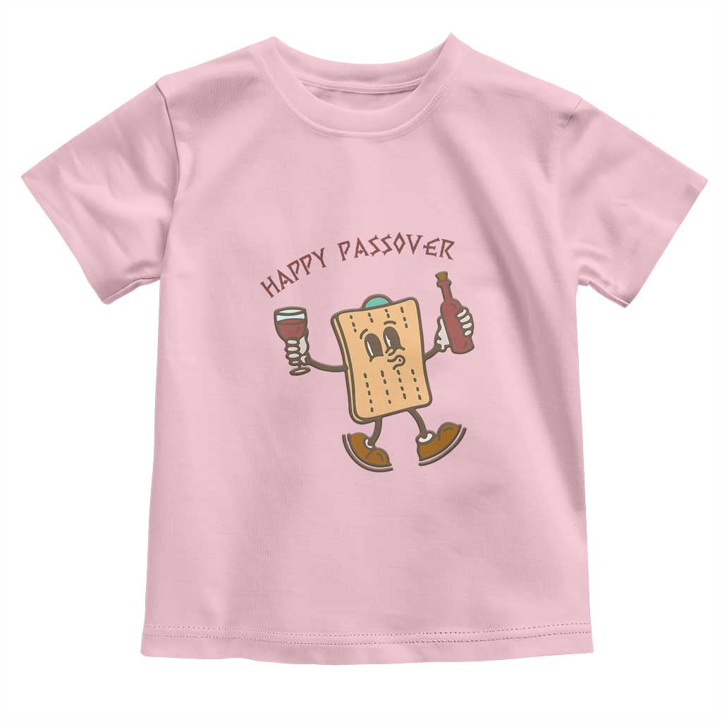 Happy Passover Matzah Drinking Toddler T Shirt Wine and Matzo Matzatarian Funny Pesach Jewish TS02 Light Pink Print Your Wear