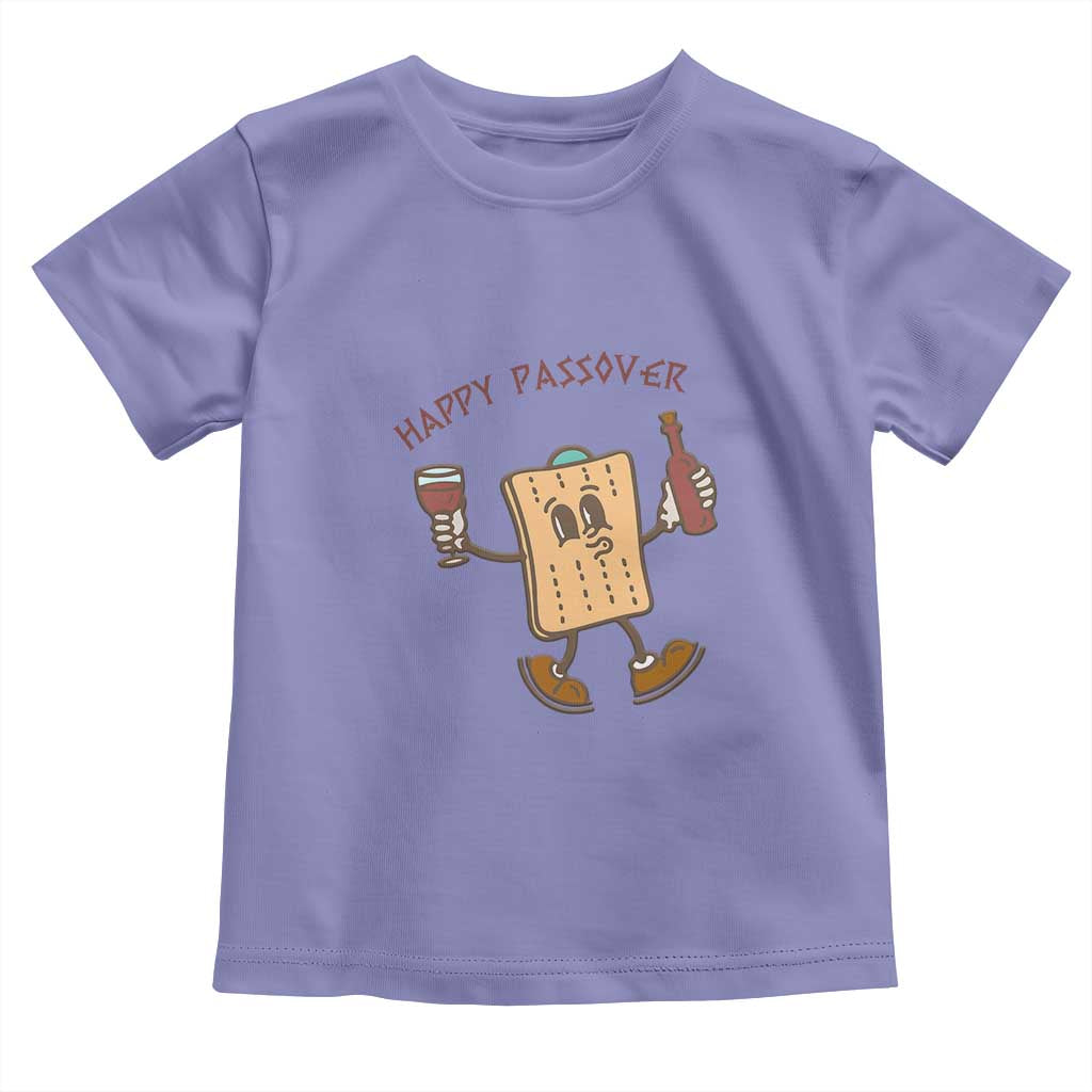 Happy Passover Matzah Drinking Toddler T Shirt Wine and Matzo Matzatarian Funny Pesach Jewish TS02 Violet Print Your Wear
