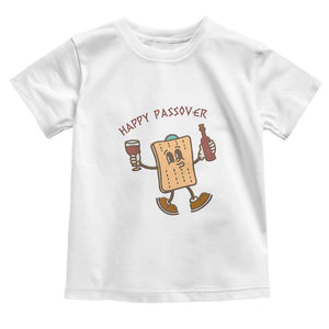 Happy Passover Matzah Drinking Toddler T Shirt Wine and Matzo Matzatarian Funny Pesach Jewish TS02 White Print Your Wear