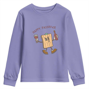 Happy Passover Matzah Drinking Youth Sweatshirt Wine and Matzo Matzatarian Funny Pesach Jewish TS02 Violet Print Your Wear