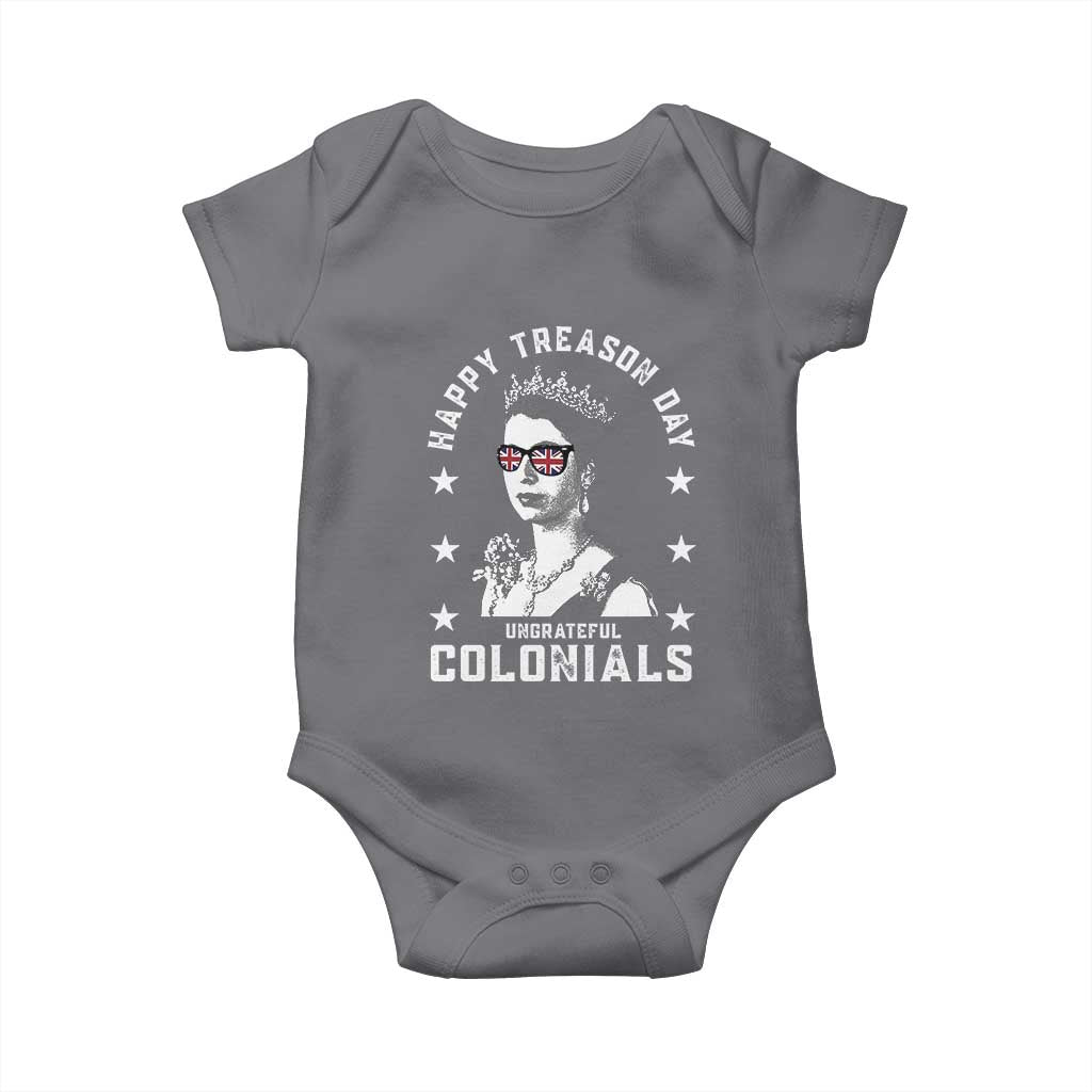 Happy Treason Day Baby Onesie British Queen Funny July 4th Colonial Meme TS10 Charcoal Print Your Wear