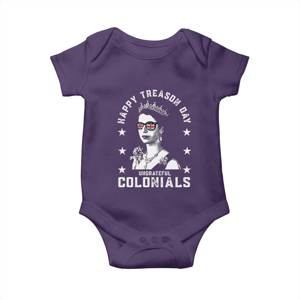 Happy Treason Day Baby Onesie British Queen Funny July 4th Colonial Meme TS10 Purple Print Your Wear