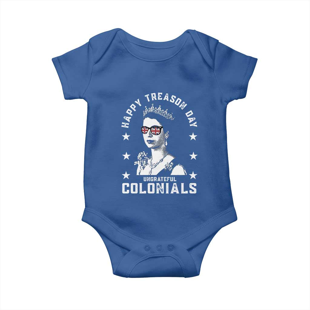 Happy Treason Day Baby Onesie British Queen Funny July 4th Colonial Meme TS10 Royal Blue Print Your Wear
