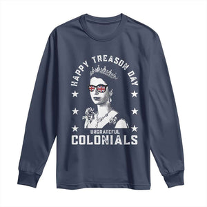 Happy Treason Day Long Sleeve Shirt British Queen Funny July 4th Colonial Meme TS10 Navy Print Your Wear