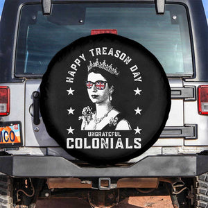 Happy Treason Day Spare Tire Cover British Queen Funny July 4th Colonial Meme TS10 No hole Black Print Your Wear