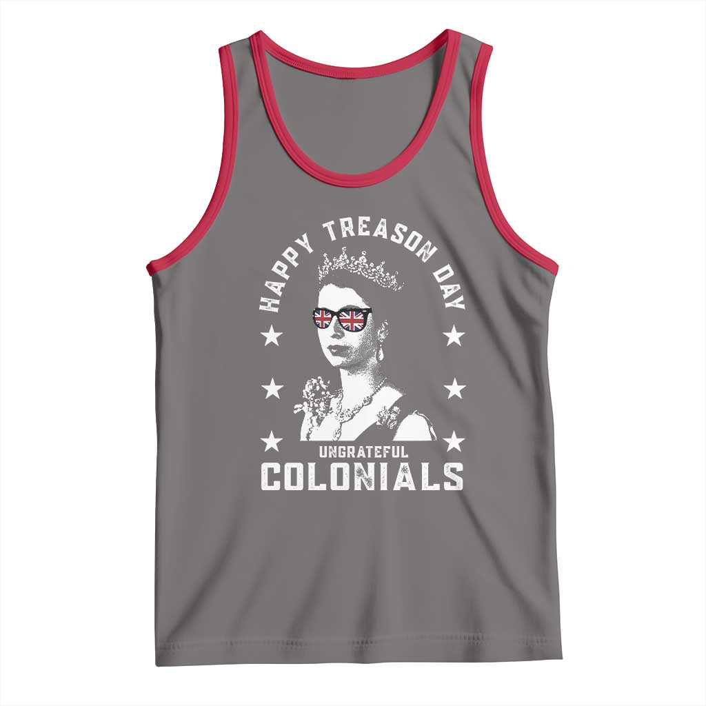 Happy Treason Day Tank Top British Queen Funny July 4th Colonial Meme TS10 Deep Heather Red Print Your Wear