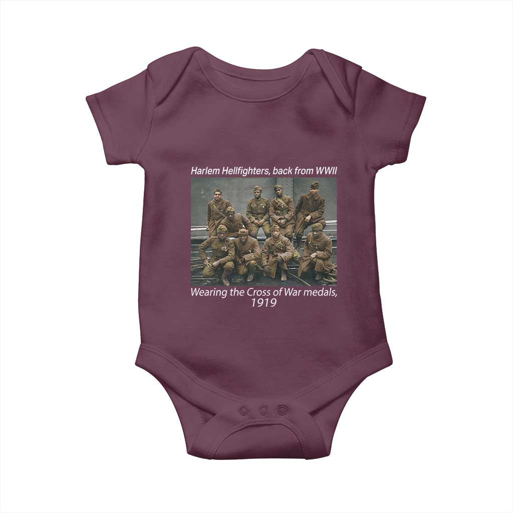 Harlem Hellfighters 1919 WWII Heroes Baby Onesie Cross of War Medal Tribute African American Black History TS02 Maroon Print Your Wear