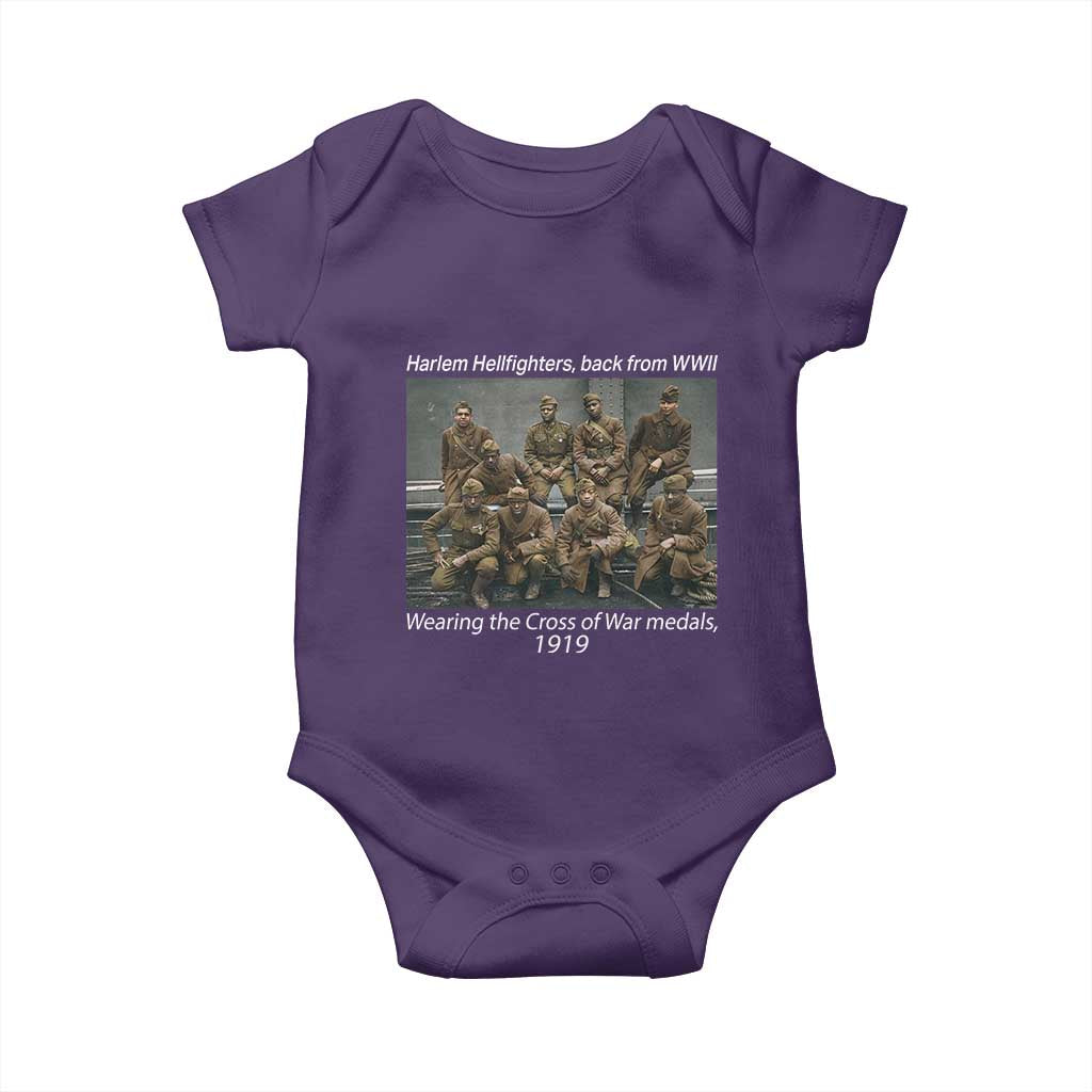 Harlem Hellfighters 1919 WWII Heroes Baby Onesie Cross of War Medal Tribute African American Black History TS02 Purple Print Your Wear