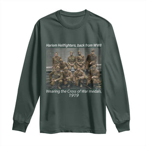 Harlem Hellfighters 1919 WWII Heroes Long Sleeve Shirt Cross of War Medal Tribute African American Black History TS02 Dark Forest Green Print Your Wear