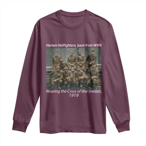Harlem Hellfighters 1919 WWII Heroes Long Sleeve Shirt Cross of War Medal Tribute African American Black History TS02 Maroon Print Your Wear