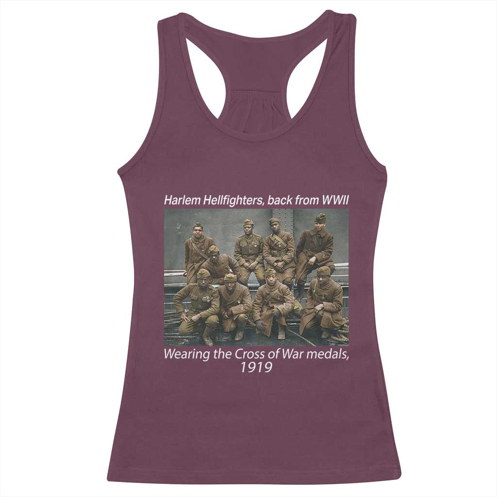 Harlem Hellfighters 1919 WWII Heroes Racerback Tank Top Cross of War Medal Tribute African American Black History TS02 Maroon Print Your Wear