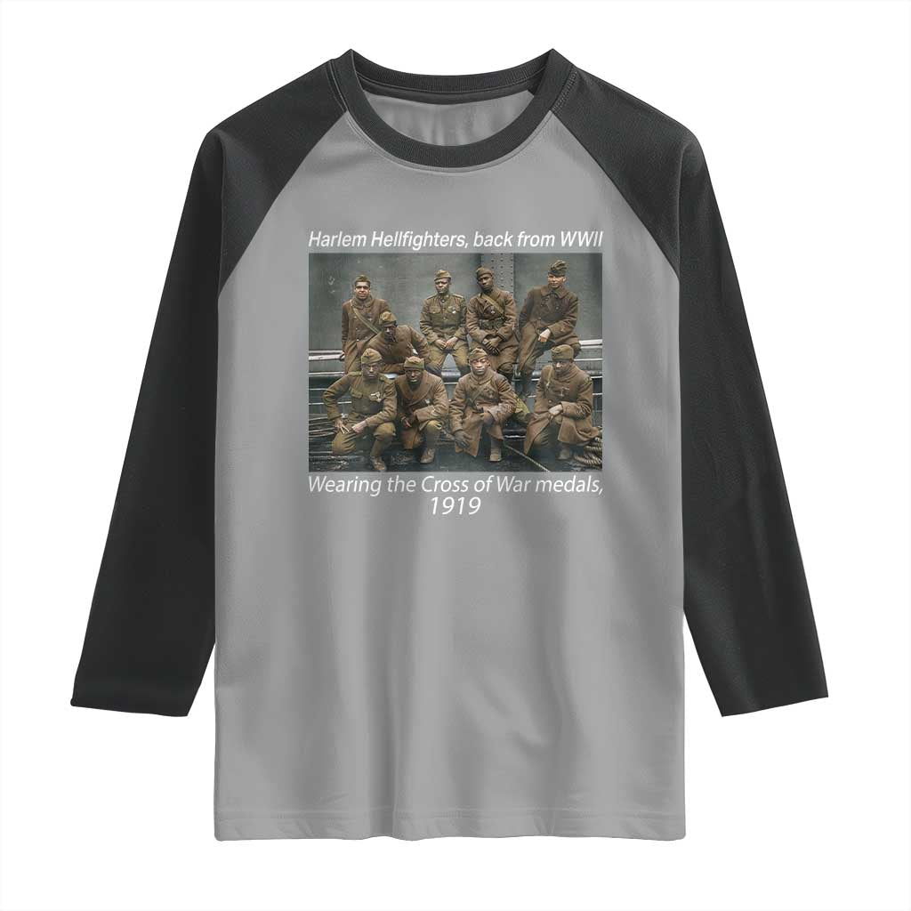 Harlem Hellfighters 1919 WWII Heroes Raglan Shirt Cross of War Medal Tribute African American Black History TS02 Sport Gray Black Print Your Wear
