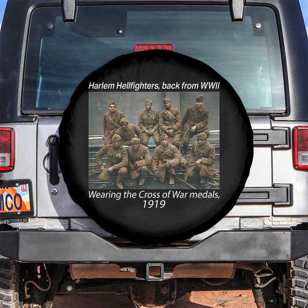 Harlem Hellfighters 1919 WWII Heroes Spare Tire Cover Cross of War Medal Tribute African American Black History TS02 No hole Black Print Your Wear