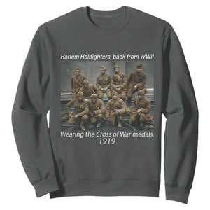 Harlem Hellfighters 1919 WWII Heroes Sweatshirt Cross of War Medal Tribute African American Black History TS02 Dark Heather Print Your Wear