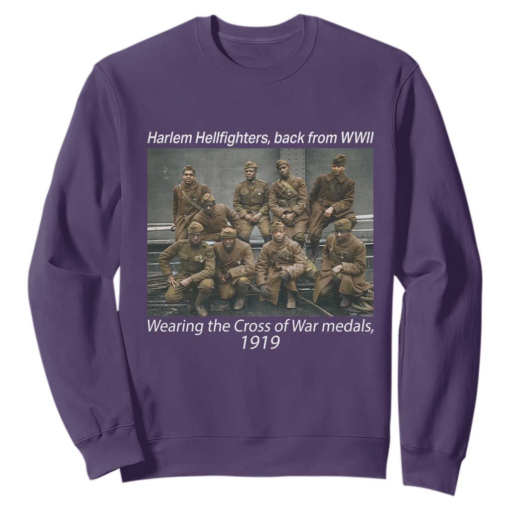 Harlem Hellfighters 1919 WWII Heroes Sweatshirt Cross of War Medal Tribute African American Black History TS02 Purple Print Your Wear