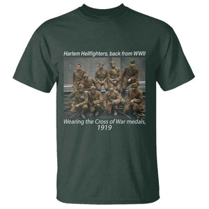 Harlem Hellfighters 1919 WWII Heroes T Shirt Cross of War Medal Tribute African American Black History TS02 Dark Forest Green Print Your Wear