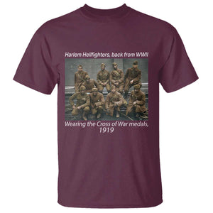 Harlem Hellfighters 1919 WWII Heroes T Shirt Cross of War Medal Tribute African American Black History TS02 Maroon Print Your Wear