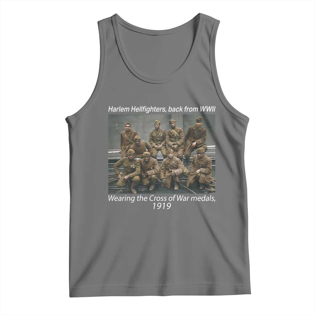 Harlem Hellfighters 1919 WWII Heroes Tank Top Cross of War Medal Tribute African American Black History TS02 Black Heather Print Your Wear