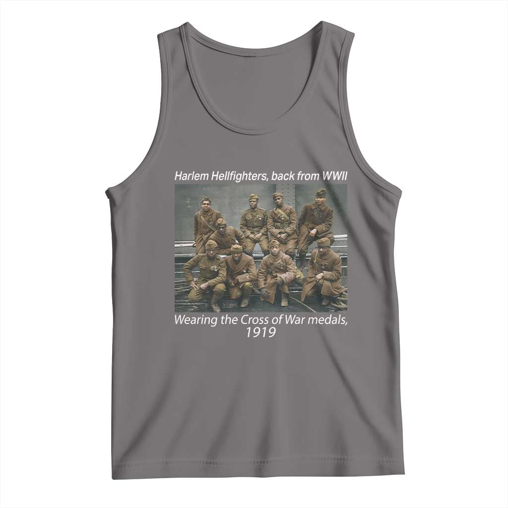 Harlem Hellfighters 1919 WWII Heroes Tank Top Cross of War Medal Tribute African American Black History TS02 Deep Heather Print Your Wear