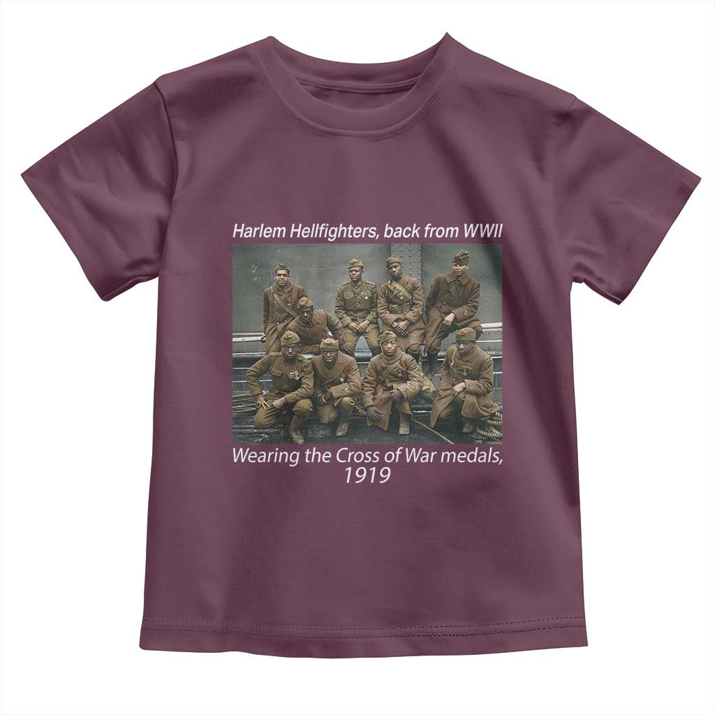 Harlem Hellfighters 1919 WWII Heroes Toddler T Shirt Cross of War Medal Tribute African American Black History TS02 Maroon Print Your Wear