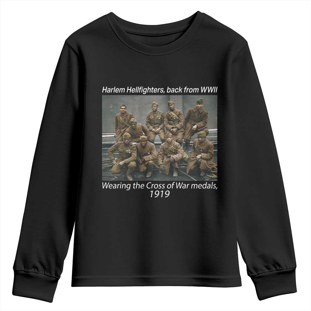 Harlem Hellfighters 1919 WWII Heroes Youth Sweatshirt Cross of War Medal Tribute African American Black History TS02 Black Print Your Wear
