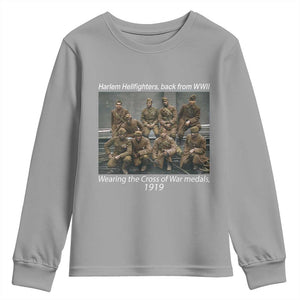Harlem Hellfighters 1919 WWII Heroes Youth Sweatshirt Cross of War Medal Tribute African American Black History TS02 Sport Gray Print Your Wear