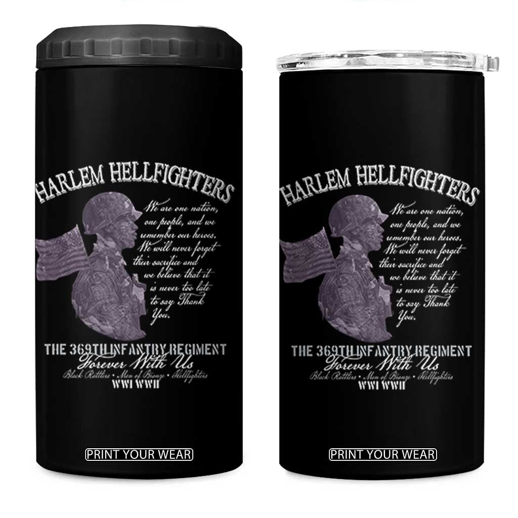 Harlem Hellfighters Tribute 4 in 1 Can Cooler Tumbler 369th Infantry Regiment Military Soldiers Vintage TS02 One Size: 16 oz Black Print Your Wear
