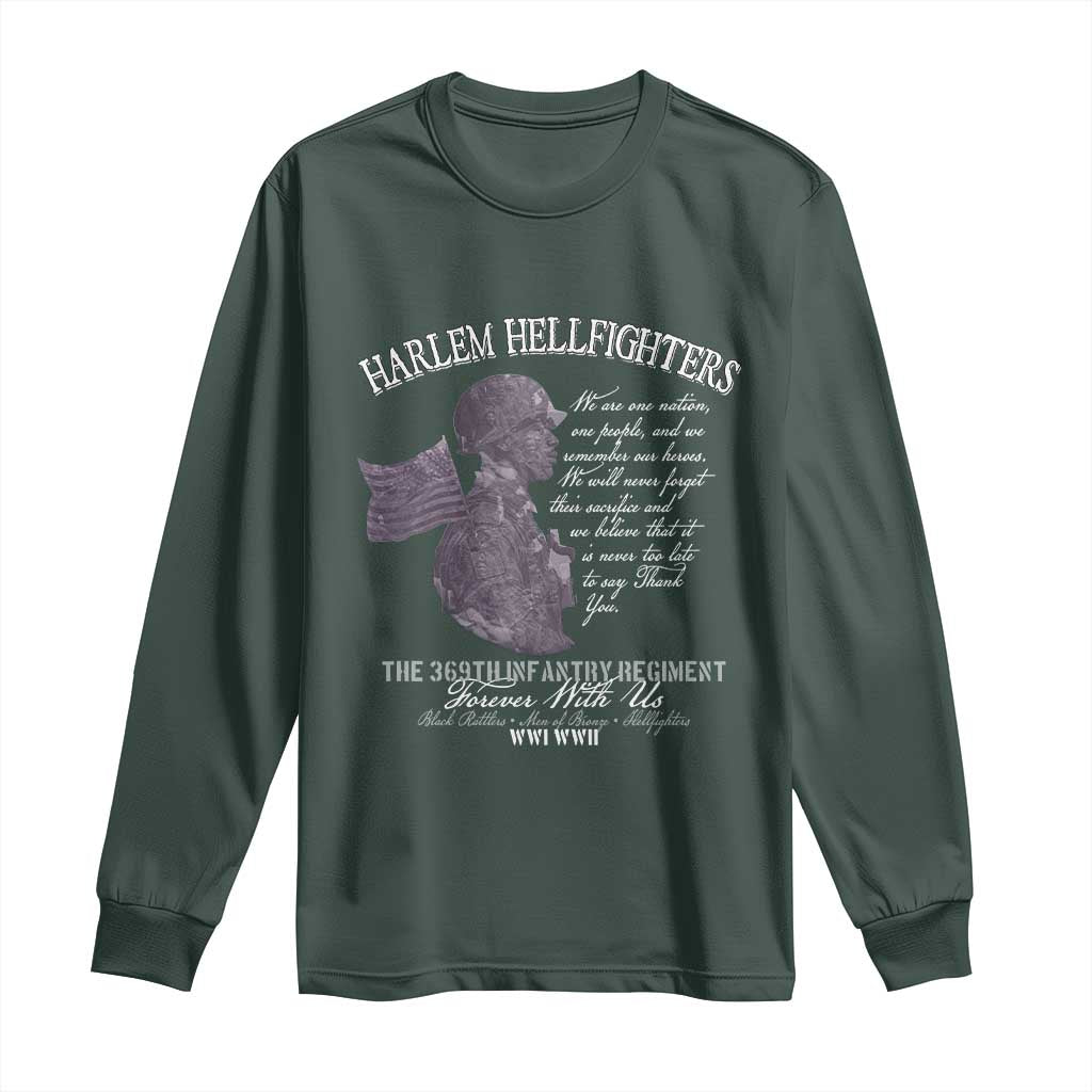 Harlem Hellfighters Tribute Long Sleeve Shirt 369th Infantry Regiment Military Soldiers Vintage TS02 Dark Forest Green Print Your Wear