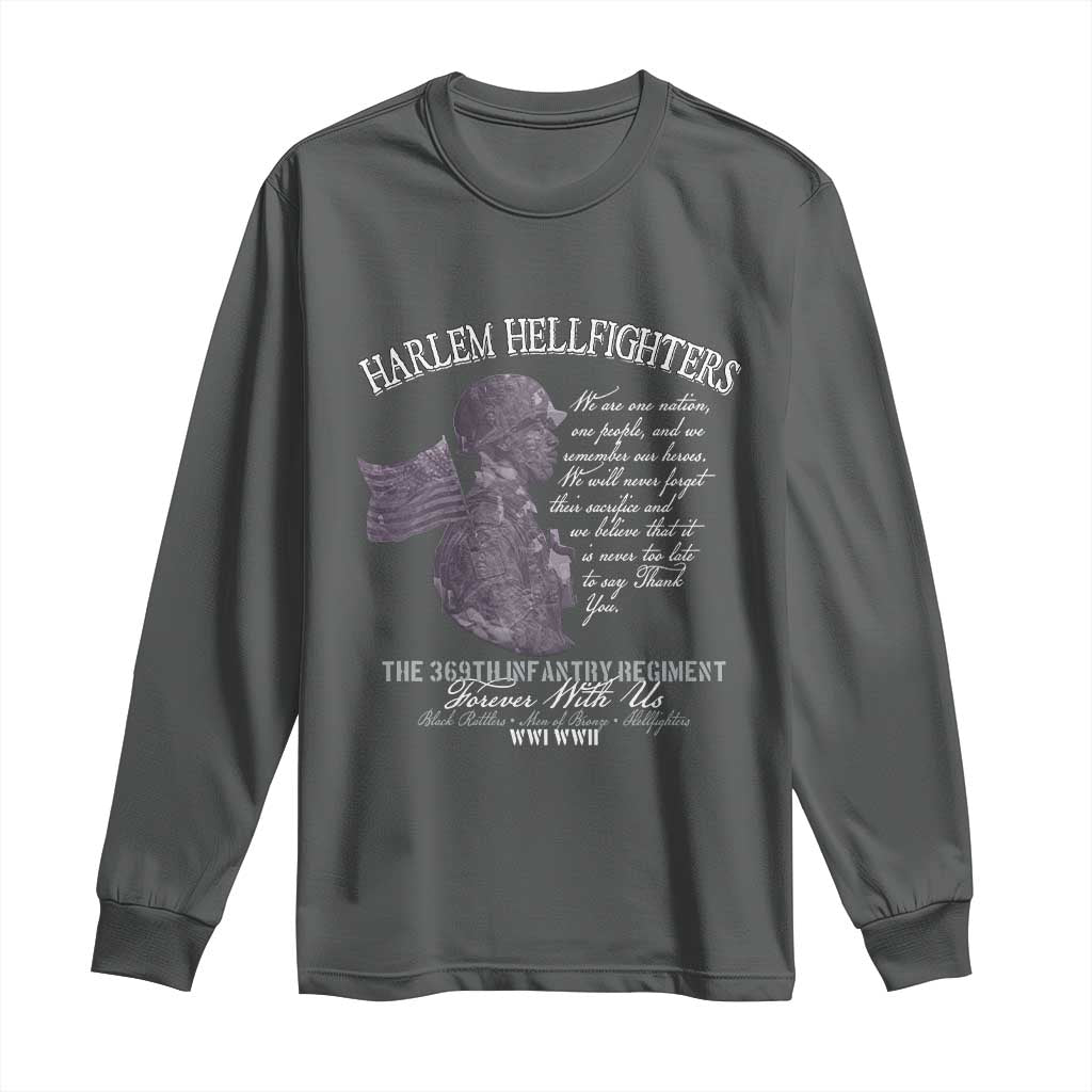 Harlem Hellfighters Tribute Long Sleeve Shirt 369th Infantry Regiment Military Soldiers Vintage TS02 Dark Heather Print Your Wear