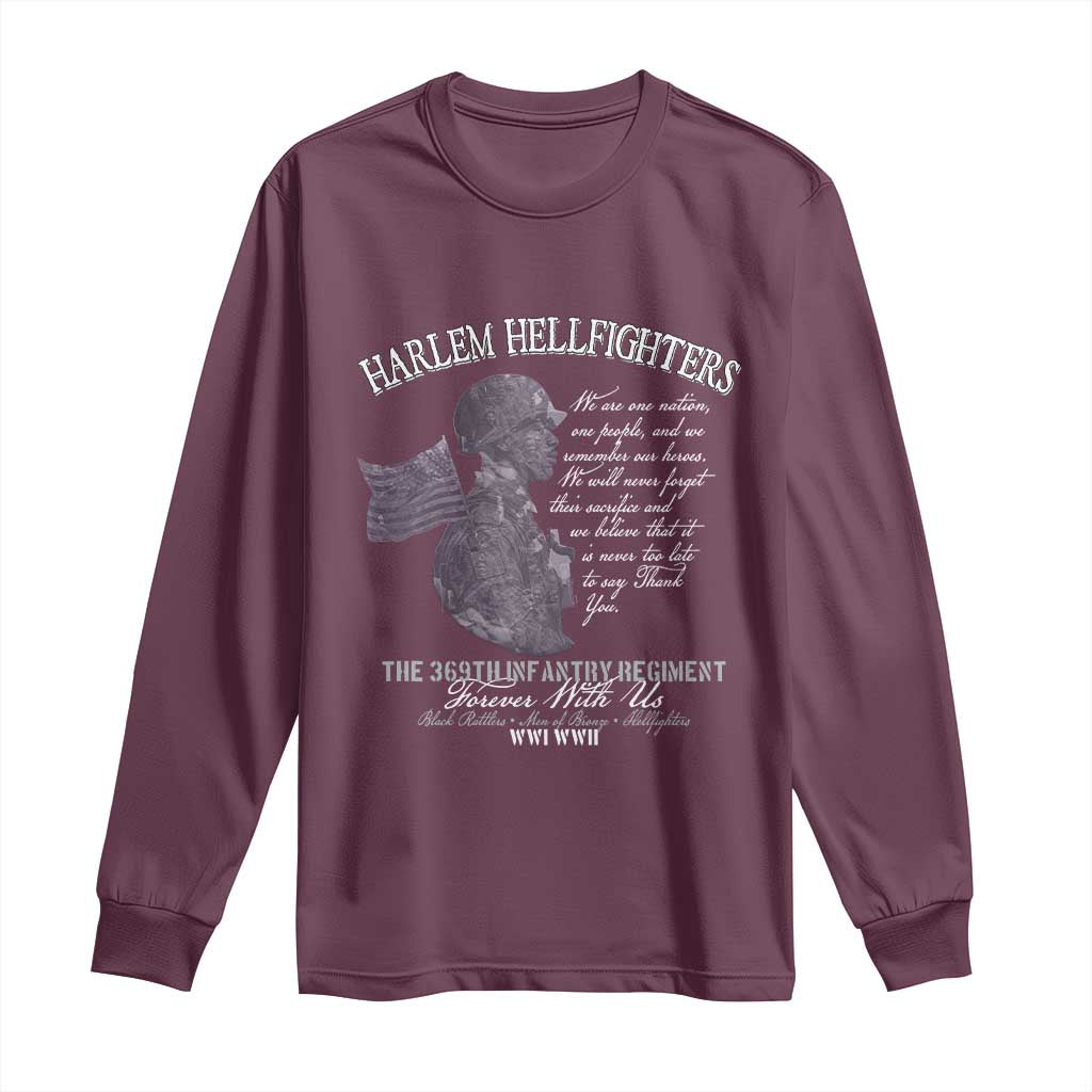 Harlem Hellfighters Tribute Long Sleeve Shirt 369th Infantry Regiment Military Soldiers Vintage TS02 Maroon Print Your Wear