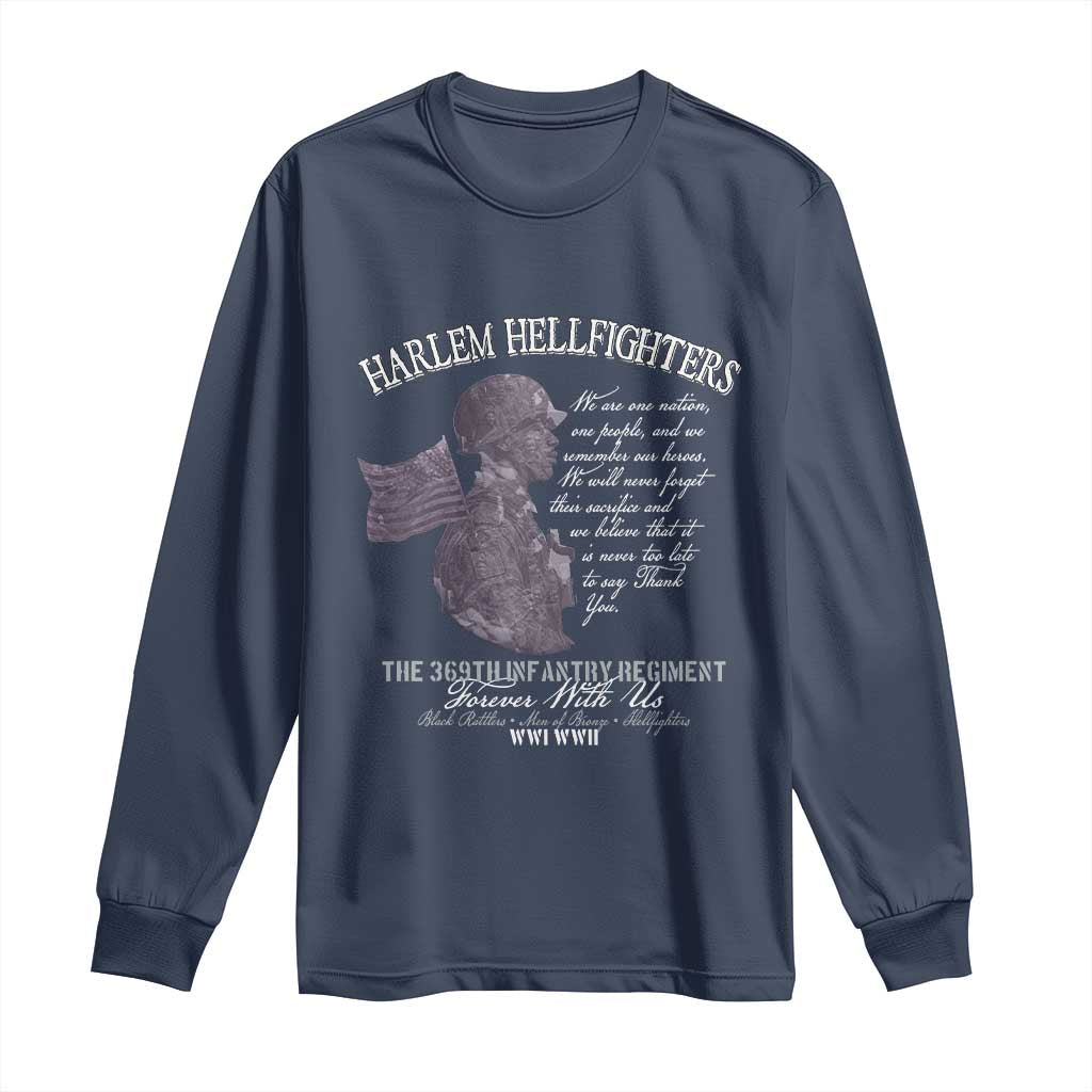 Harlem Hellfighters Tribute Long Sleeve Shirt 369th Infantry Regiment Military Soldiers Vintage TS02 Navy Print Your Wear