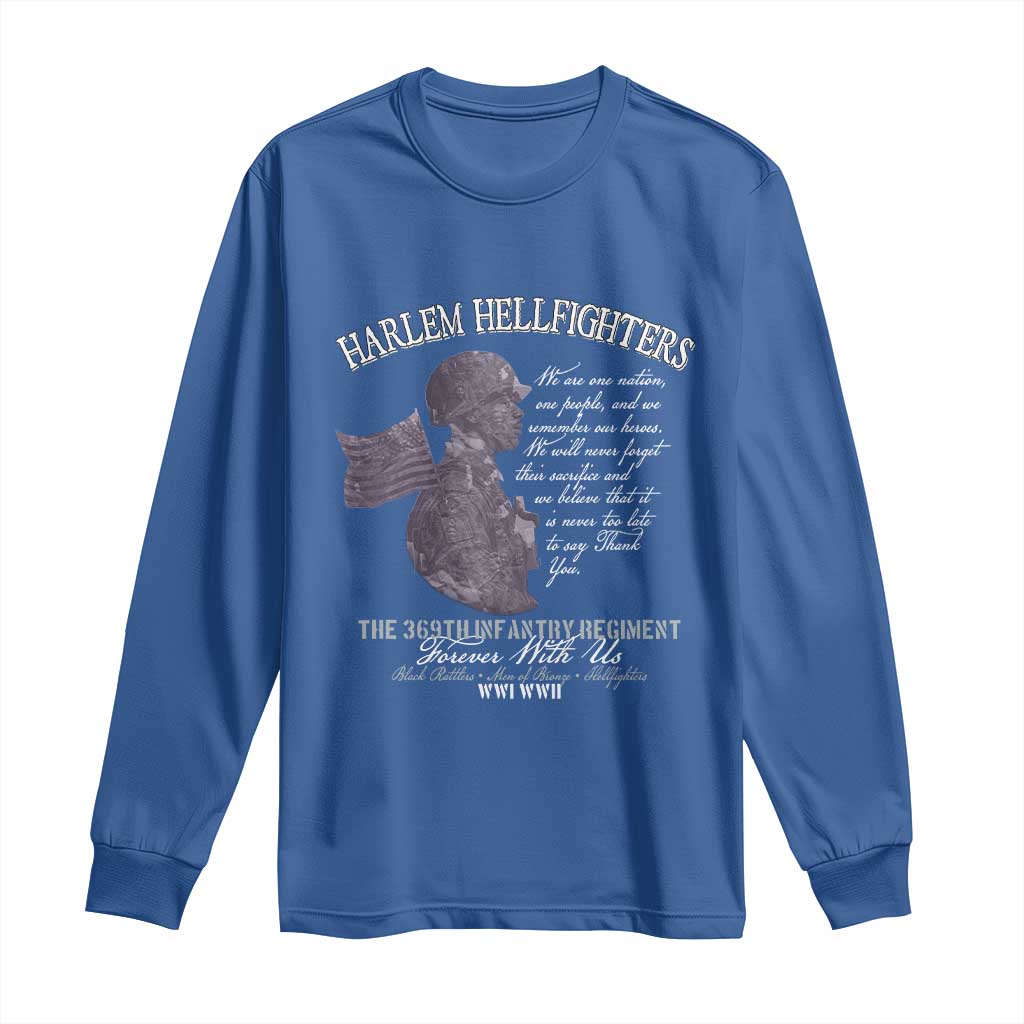 Harlem Hellfighters Tribute Long Sleeve Shirt 369th Infantry Regiment Military Soldiers Vintage TS02 Royal Blue Print Your Wear